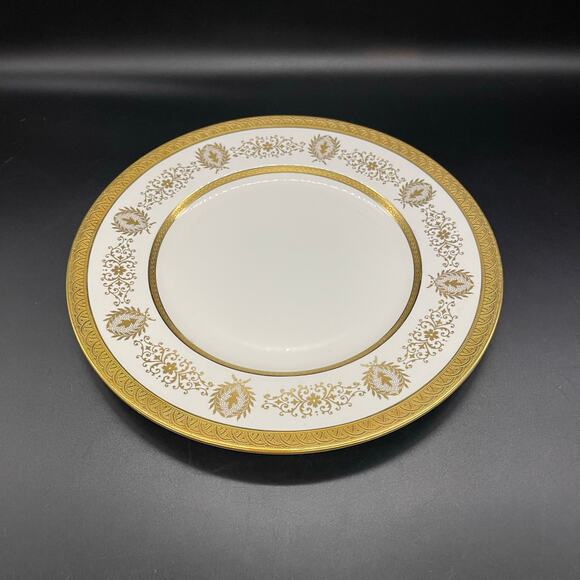 Coalport Lady Anne Dinner Plate with Gold Encrusted Bands & Scrolls Bone China - Picture 3 of 6